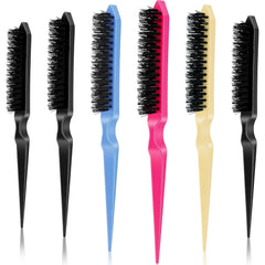 Yaomiao 6 Pcs Nylon Rat Tail Brush Set for Women - Three Row Salon Brushes for Back Combing, Root Volumizing, and Scalp Massage