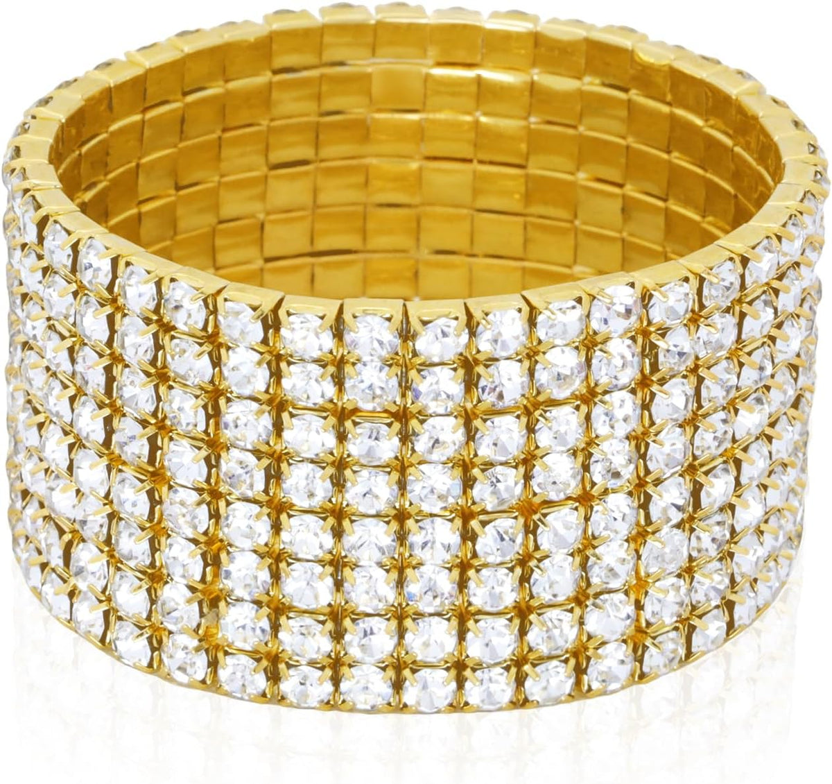 8 Rows Stretch Rhinestone Bracelet for Women Sparkling Silver Rhinestone Bracelets Bridal Wedding Jewelry for Wedding Party