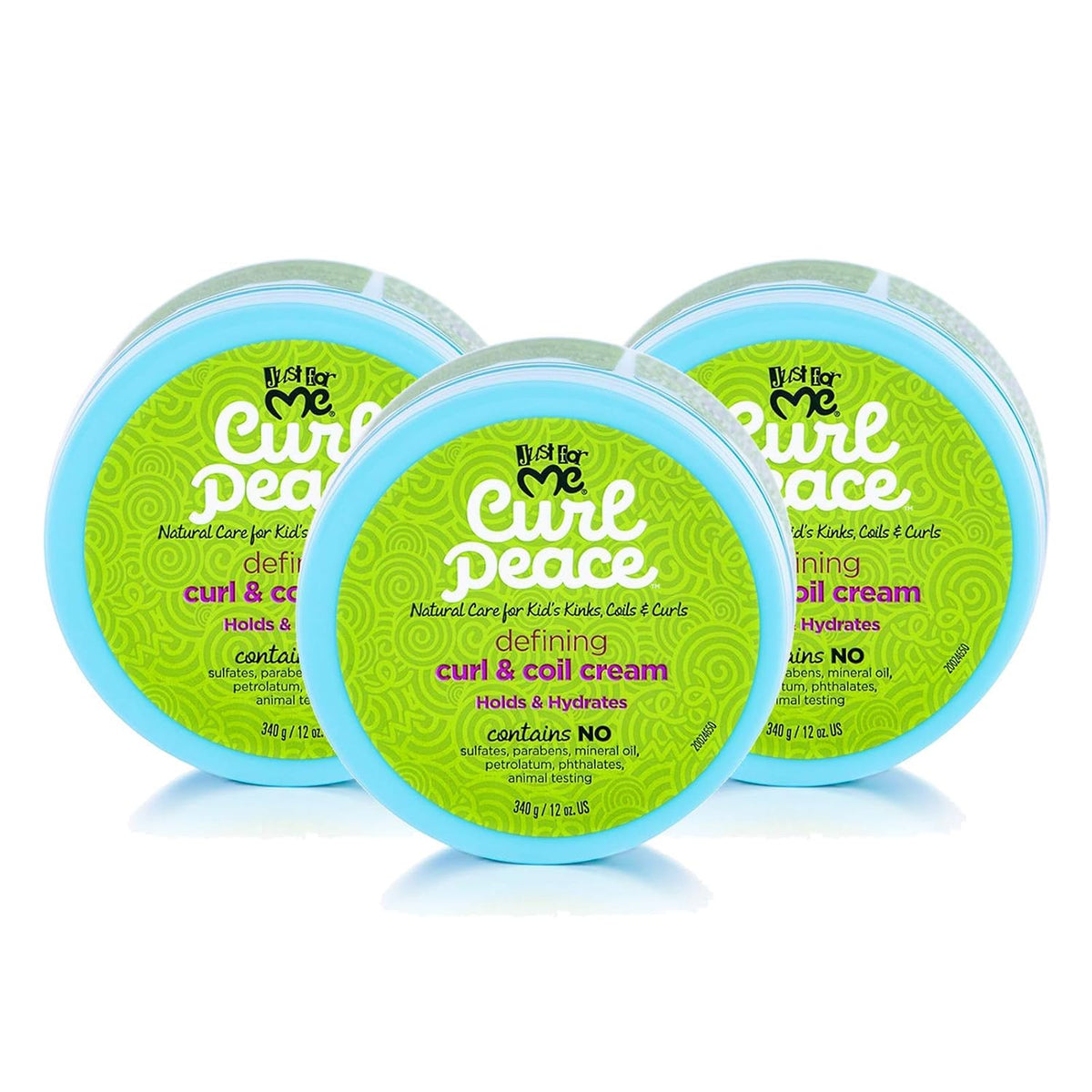 Just For Me Curl Peace Defining Curl & Coil Cream - Holds & Hydrates, Contains Flaxseed, Avocado Oil & Black Castor Oil, No Animal Testing, 12 oz