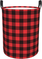 Large Laundry Basket with Handles - black red buffalo plaid Checkered Baby Kids Dirty Clothes Laundry Hamper