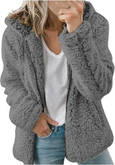 Women's Lightweight Warm Jacket 2025 Plus Size Zip Up Hoodie Fleece Sherpa Winter Coat Soft Fuzzy Cardigan with Pockets