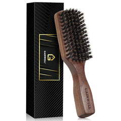 Mens Wild Boar Bristle Hair Brush for Men - Slick Back Hair Brush - Stiff Bristles for Thick Hair, Natural Black Walnut Wooden Handle Hairbrush, Beard Mustache Brush Comb by GAINWELL