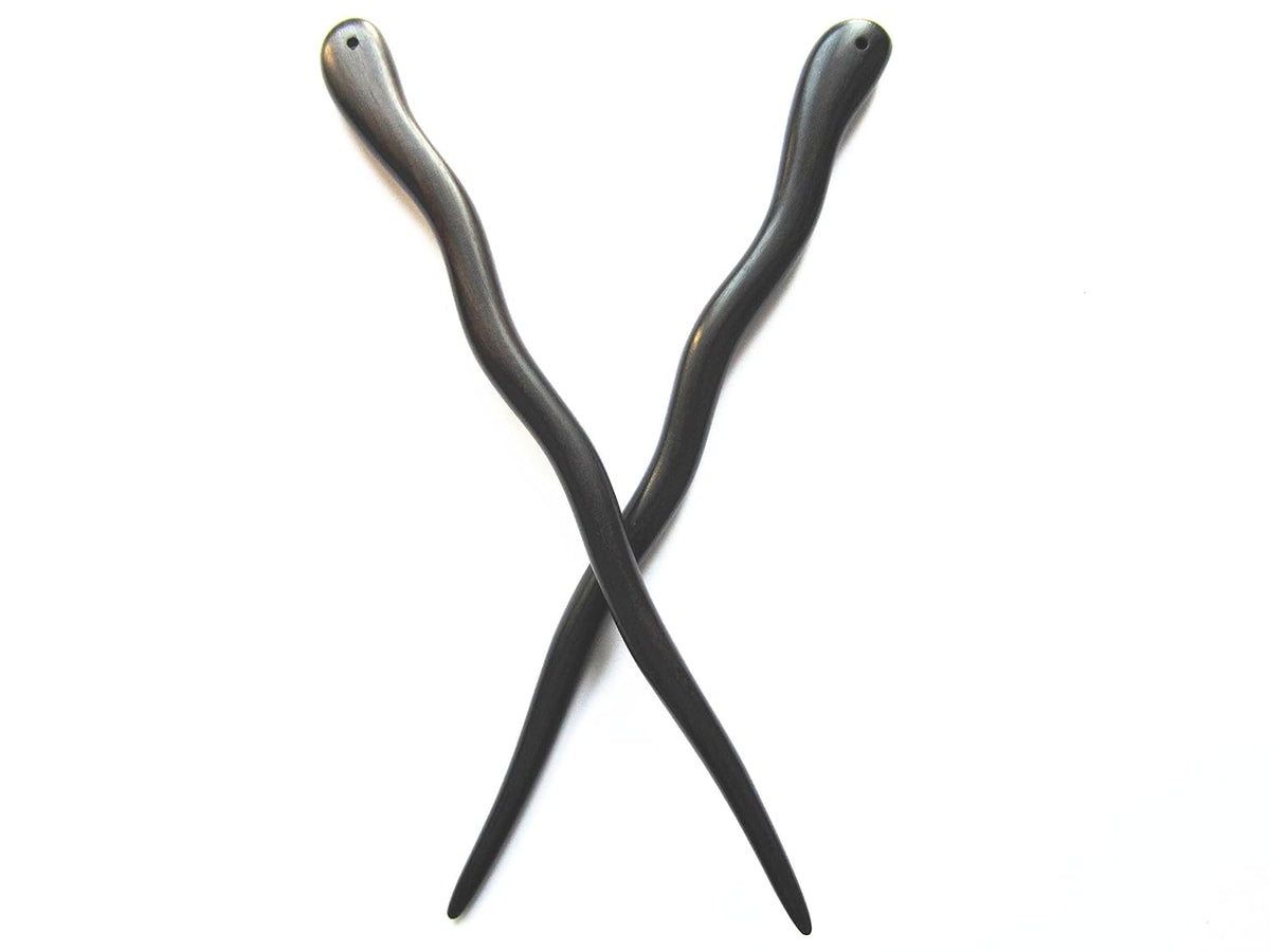 Zz-bg-charming 2 Count Hair Sticks Natural Ebony (Black Sandalwood) Handmade Carved Hair Clip Shawl Hair Pins Pack of 2 Pcs :Charming