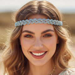 Fstrend Gold Elastic Rhinestone headbands Sparkly Crystal Headpiece Hair Accessories