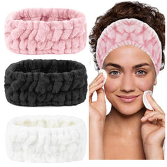 LAPOHI 3 Pack Microfiber Towel Headbands for Washing Face, Facial Headbands Makeup Headband Spa Headband Skincare Headband Fash Wash Headband for Women and Girls