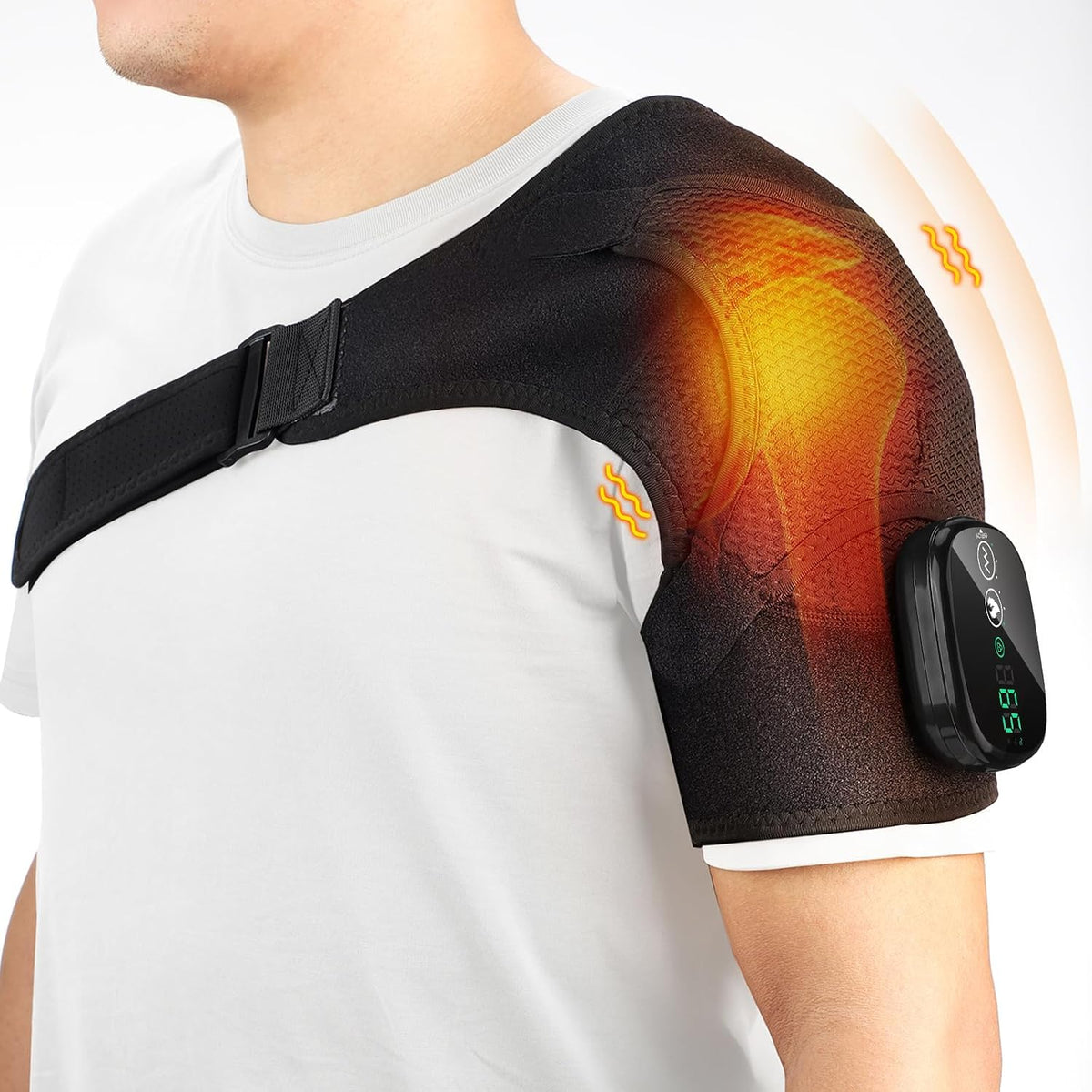 Heating Pad for Shoulder, Eligible Heated Shoulder Wrap with Massage for Men & Women,Heated Shoulder Brace with Vibration for Rotator Cuff Relief