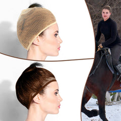 4 Pieces Equestrian Hair Net Women Ride Hair Net No Knot Cap Weaving Caps Wig for Long and Short(Light Brown)