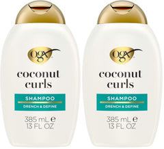 OGX Quenching + Coconut, Curl-Defining Shampoo, Hydrating & Nourishing Curly Hair Shampoo with Coconut Oil, Citrus Oil & Honey, Paraben, Sulfate-Free Surfactants, 13 floz