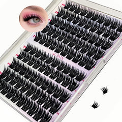 JIAAN Self Adhesive lash Clusters, 100 Pcs Black Band Lash Clusters Kit, No Glue Needed, Pre Glued Eyelashes with Invisible Tape - Long Lasting, Natural Look, Wispy & Fluffy Lashes for Daily & Party