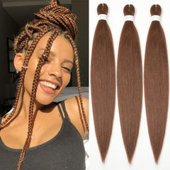Pre stretched Braiding Hair 32 Inch Pink Braiding Hair Extensions Yaki Braids Hair Hot Water Setting Synthetic Hair Colored Braiding Hair Crochet Hair(3 Packs,Pink#)