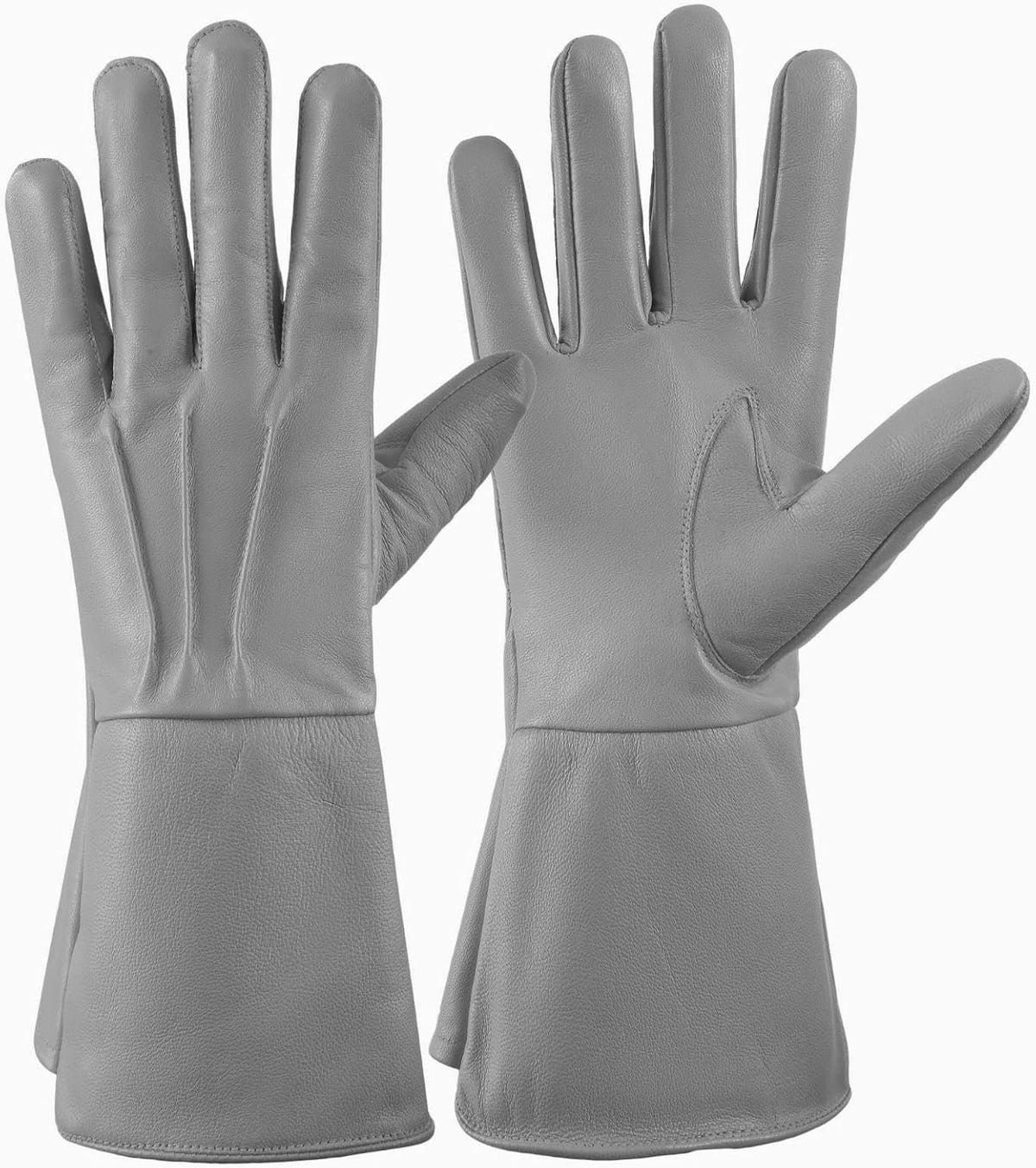 Grey Men's Medieval Renaissance Cosplay Unlined Gauntlet Leather Costume Gloves
