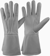 Grey Men's Medieval Renaissance Cosplay Unlined Gauntlet Leather Costume Gloves
