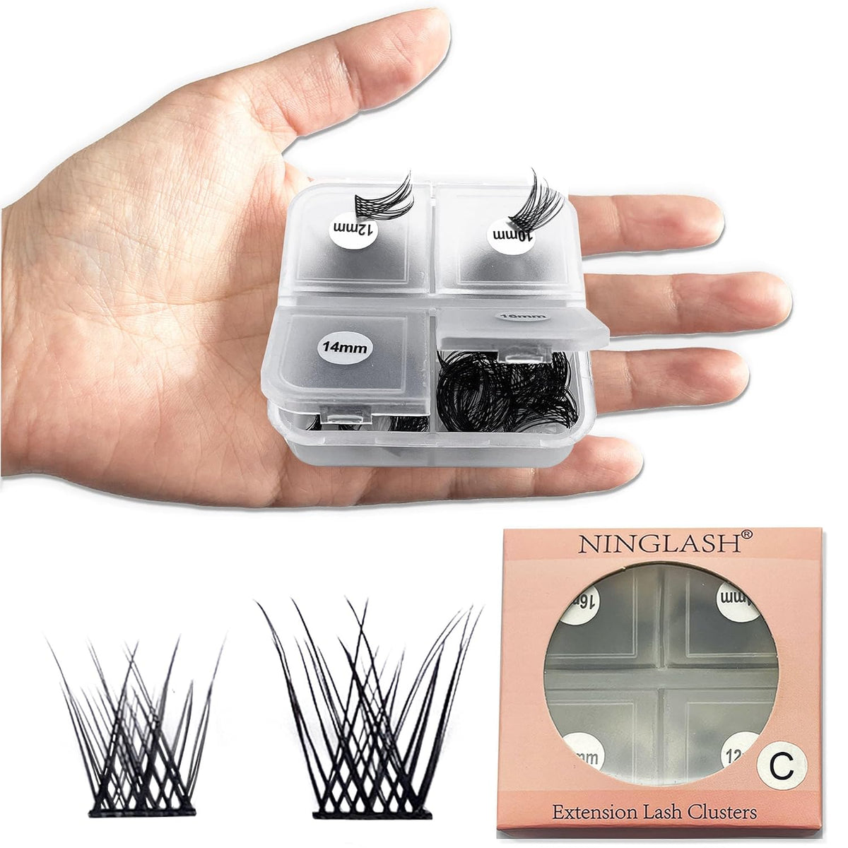 Lash Clusters Manga Eyelash Clusters Wispy Spiky Cluster Eyelash Natural Look Extensions Individual 144pcs 8-16mm Fairy Lashes Volume Anime Lash Clusters Cosplay Lashes DIY at Home