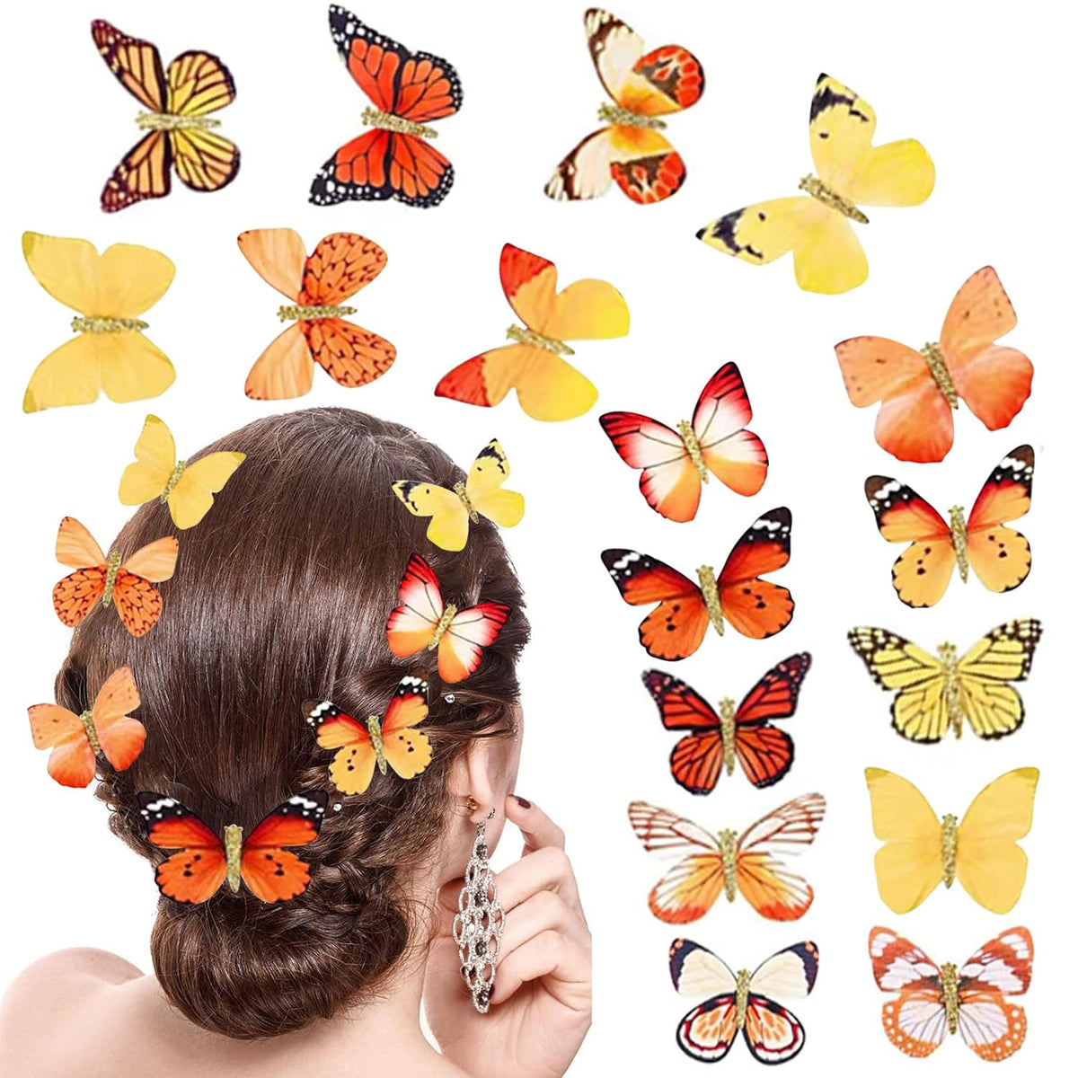 18Pcs Rhinestone Butterfly Hair Clips for Teens Women, Y2K Glitter Hair Jaw Clips, Cute Headwear Gifts for Wedding and Back to School