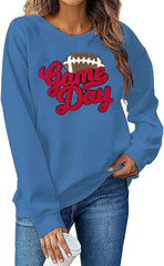 Game Day Sweatshirt for Women Cute Football Graphic Pullover Football Season Chenille Patch Tops Trendy Sweatshirts