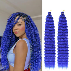 Ocean Wave Crochet Hair 24 Inch 2 Packs Deep Wave Curly Braiding Hair Extensions Synthetic Curly Crochet Hair For Black Women(24inch, 2pack, purple)