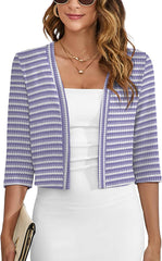 Heymoments Women's Thin Shrugs 3/4 Sleeve Lightweight Cropped Tops Open Front Cardigan for Dress