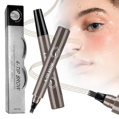 Magic Microblading Eyebrow Pencil 2Pcs, 2025 New 4-Tip Waterproof Brow Pencil with Micro-Fork Tip, Natural Fine Stroke Eyebrow Pen for Women (Black)