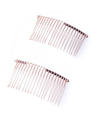 2 Pcs Wedding Veil Hair Side Comb Metal Black Twist Wire Curved Classic French Styling 20 Teeth Hair Pin Clamp for Fine Hair Women Girl DIY Bridal Hair Accessories (Silver)