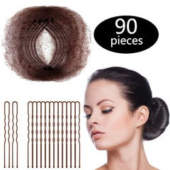 Zonon Hair Nets 50Pcs Invisible Elastic Edge Mesh, 50cm Individual Package, for Women Bun Suitable Occasions, with 40Pcs U Shaped Pins, Black