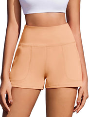 PINSPARK Workout Shorts Women Wide Leg Athletic Shorts High Waisted Yoga Shorts Tummy Control Gym Short with Pockets