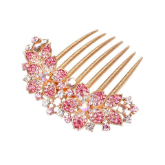 Women Rhinestone Inlaid Flower Hair Comb Hairpin Barrette Accessory,Also Perfect Mother's Day Gifts for Mom (Blue)