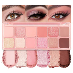 AMY'S DIARY 12Color Matte Purple Pink Eyeshadow Palette,Shimmer Eye Shadow Long-Lasting, and Highly Pigmented Elevate Your Eye Makeup