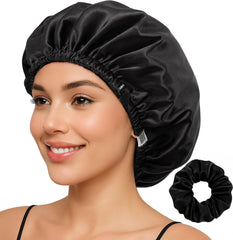 CoolMate Adjustable Satin Silk Bonnet for Sleeping Women, Tie Double Lined Silk Bonnet for Women Long Hair