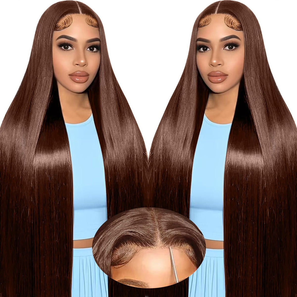 LZGYE 28inch Chocolate Brown Wig Human Hair 7x5 Brown Glueless Wigs Human Hair Pre Plucked Pre Cut Dark Brown Lace Front Wigs 220 Density Chocolate Closure Wigs Human Hair For Women