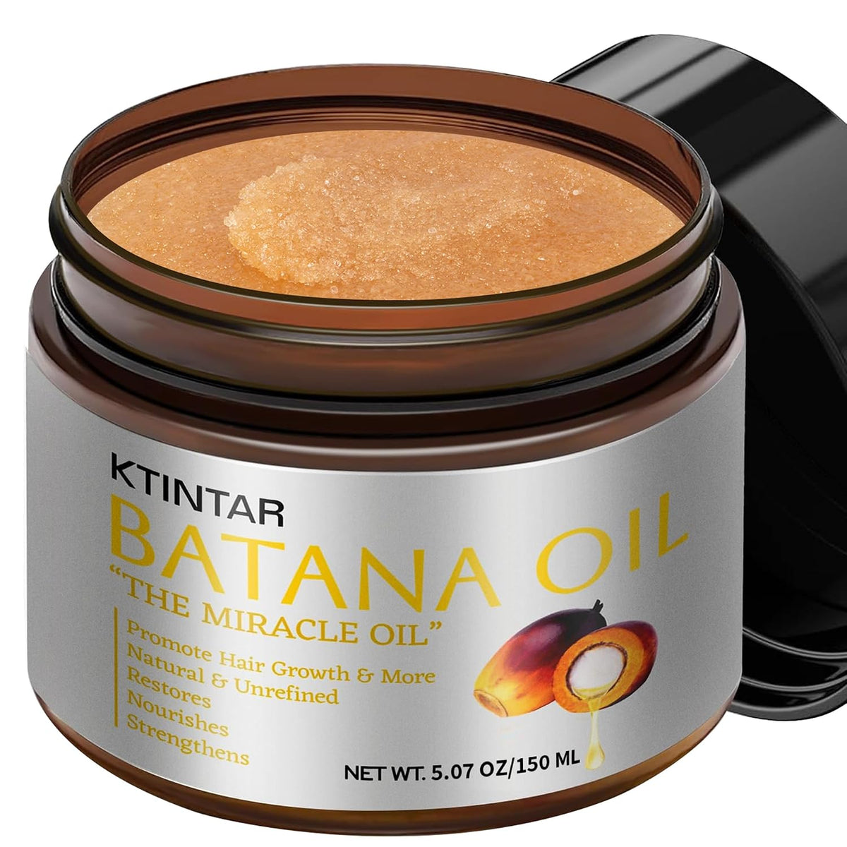 100% Natural Raw Batana Oil for Hair Growth, Unrefined & Organic Dr Sebi Hair Growth Oil From Honduras, Prevents Hair Loss, Eliminates Split Ends, Enhances Thickness 4.23 Fl Oz (Pack of 1)