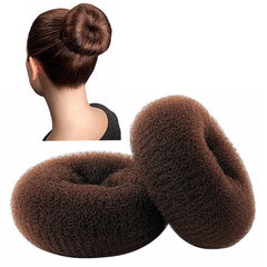 Extra Large Hair Bun Maker Ring, Women Chignon Doughnut Shaper (For Thick and Long Hair) 5.1-5.3 in, (X-Brown)