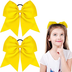 2 Packs Jumbo Cheerleading Bow 8 Inch Large Cheer Hair Bows with Ponytail Holder for Teen Girls Softball Outfit Uniform(Blue)
