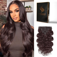 Clip in Hair Extensions Real Human Hair Body Wave 1B Natural Black Clip in 100% Brazilian Remy Human Hair Extensions 8pcs Per Set with 18 Clips Double Weft 16 Inch 90g/3.6oz