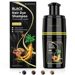 Black Hair Dye Shampoo 3 in 1, Hair Color Shampoo for Cover Grey Hair, Herbal Ingredient for Men and Women (Black)