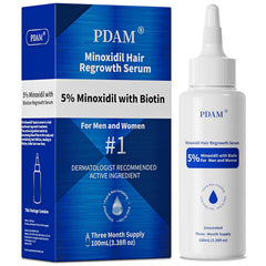 5% Minoxidil with Biotin Hair Growth Serum for Men & Women – Promotes Thicker & Healthier Hair, Topical Minoxidil to Restore Fuller Beard, 100ml Bottle (40ml More Than Standard 60ml)