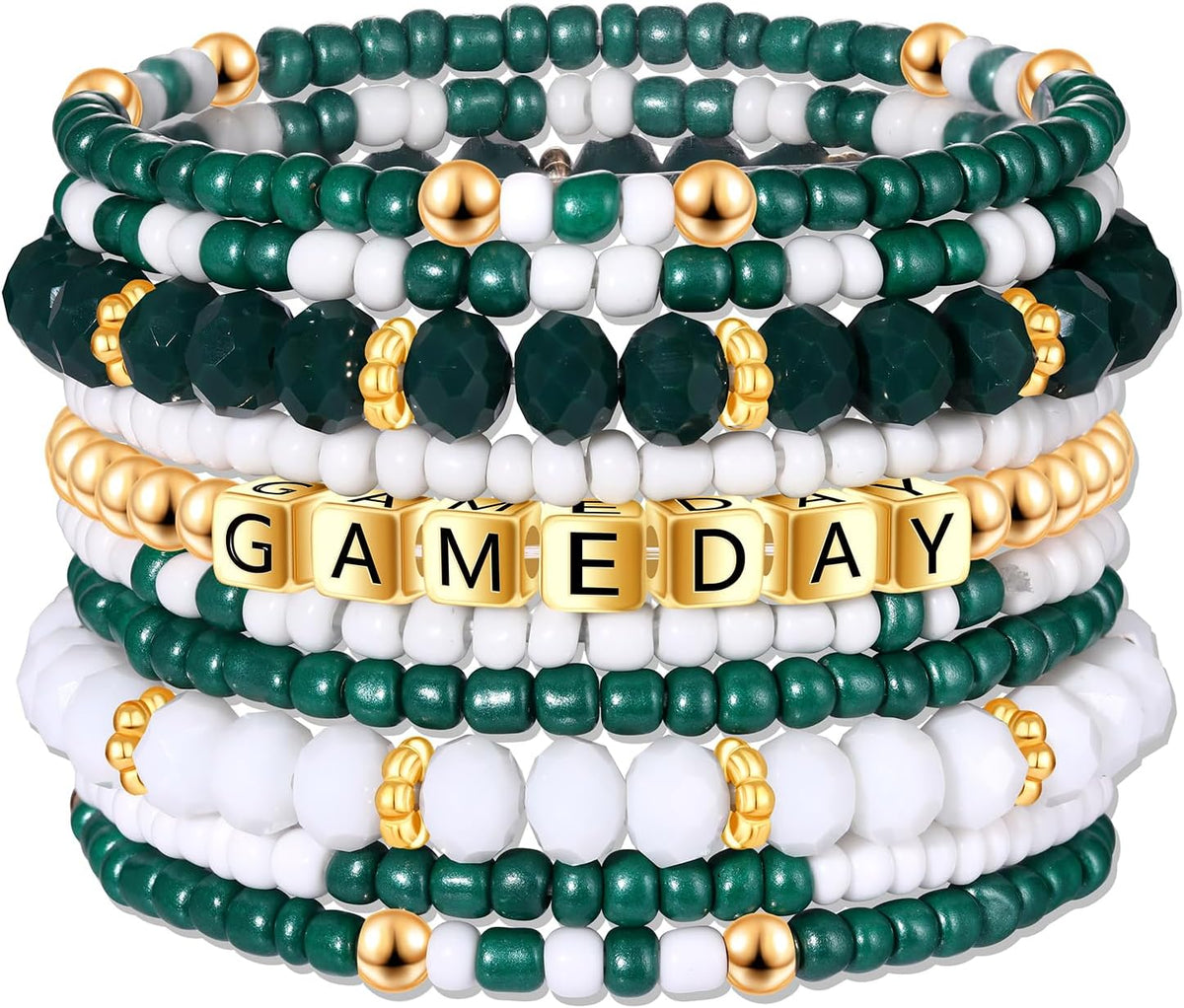 ZOLEAROPY Game Day Bracelets Stack Football Bracelets for Women Men Stackable Game day Bracelet Accessories Football Mom Outfit Jewelry Gifts