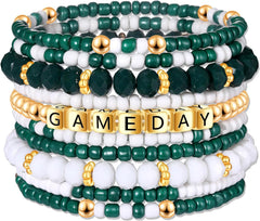 ZOLEAROPY Game Day Bracelets Stack Football Bracelets for Women Men Stackable Game day Bracelet Accessories Football Mom Outfit Jewelry Gifts