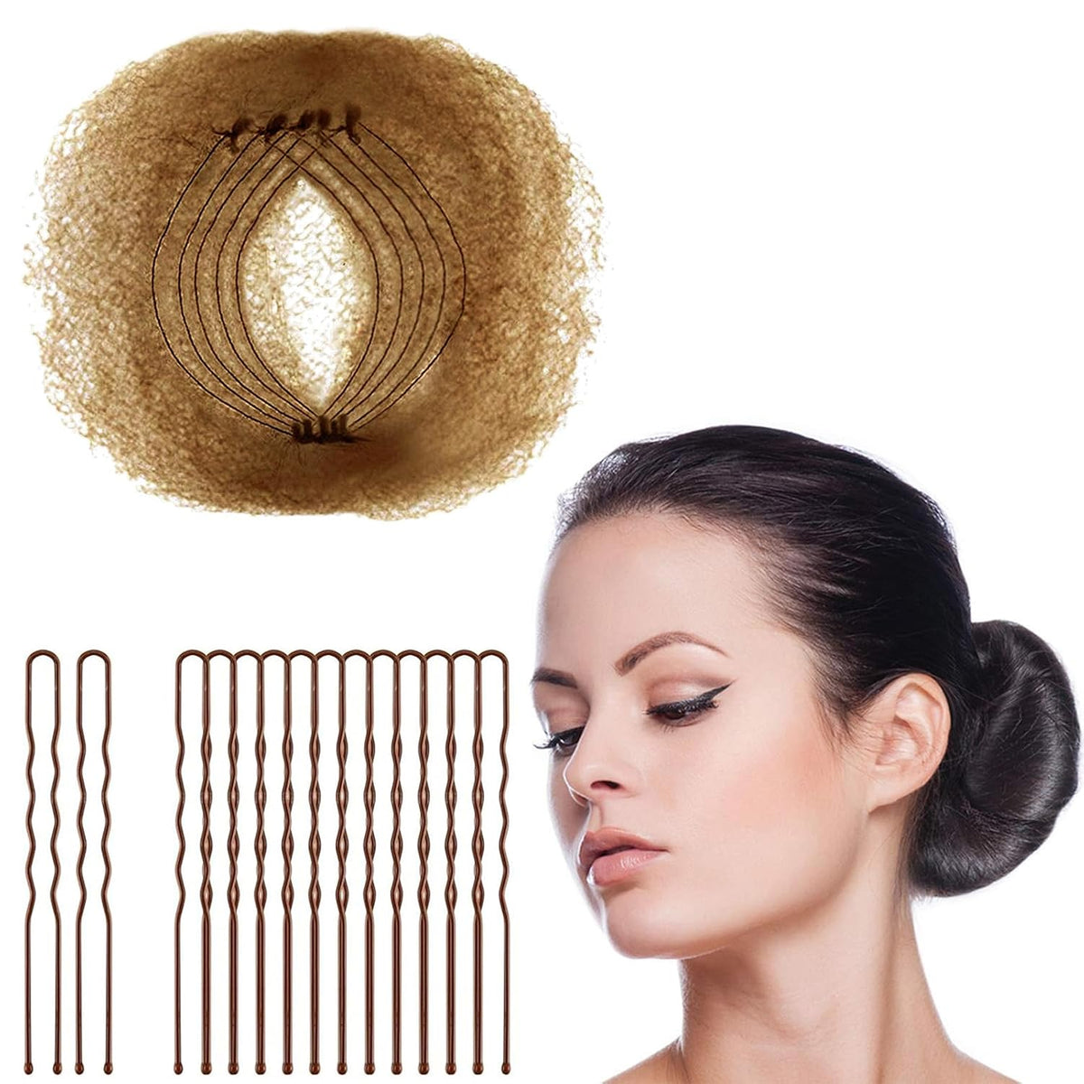 Zonon Hair Nets 50Pcs Invisible Elastic Edge Mesh, 50cm Individual Package, for Women Bun Suitable Occasions, with 40Pcs U Shaped Pins, Black
