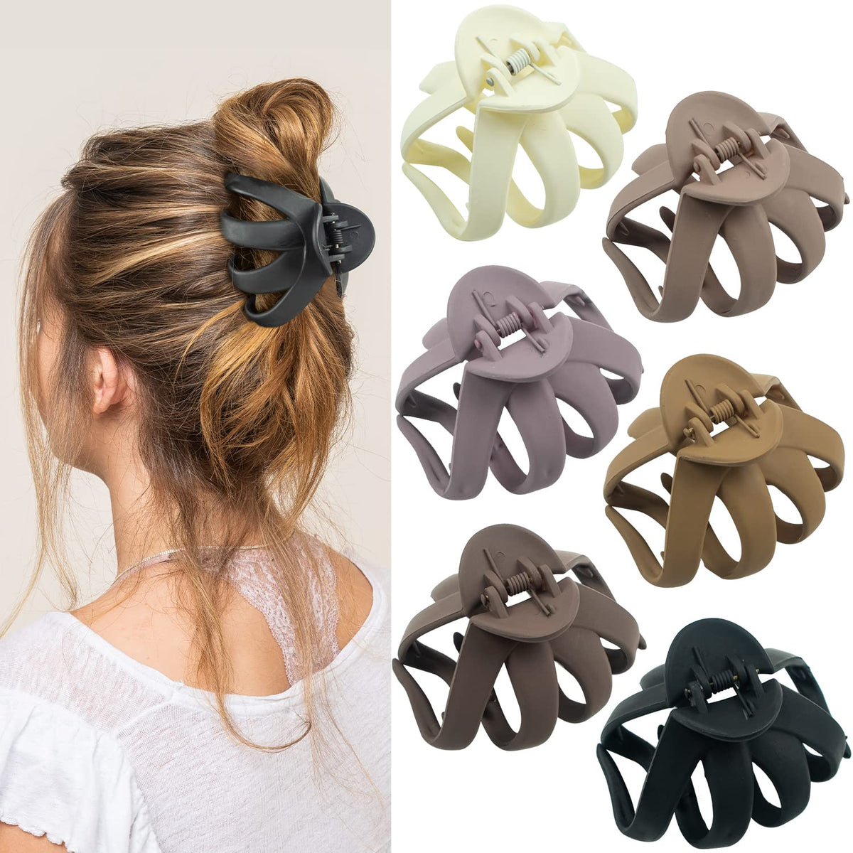 2.8 Inch Medium Octopus Hair Clips for Women, Matte Claw Clips for Thin Hair, Strong Hold Non-slip Spider Octopus Clip for Fine Hair Jaw Clips