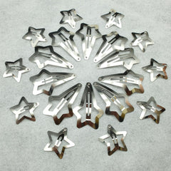 20 PCS 1.22 inches Cute Lovely Star Hair Barrettes, Non Slip Star Clips for Girls & Women - 2000s Y2K Silver Metal Hair Clips
