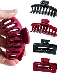 Mesovor 4 Pack Silicone Flexible Hair Claw Clips, Nonslip Large Bendable Claw Clip | Soft Hair Grip Hairclips for Thin and Thick (Black, Coffee)