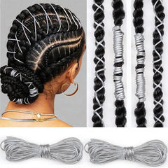 Gold Dreadlock Braids Hair Accessories, 2 Pieces 5M Braiding Hair Deco Styling Shimmer Stretchable African Braid Braided Elastic Cord Ornament Hanging Decorating Gift Wrapping