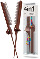 ColorBow Rat Tail Teasing Clip Comb (2 Pack) Hair Straightener Comb - Flat Iron Comb - Straightening Comb - Hair Coloring Pink / Gray