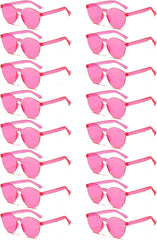Matcheck 16 Round Shaped Rimless Sunglasses Transparent Candy Colored Glasses Clear Party Eyewear for Women