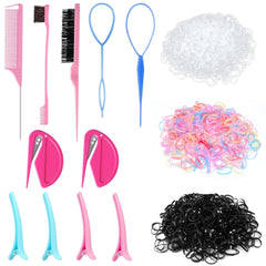 1000Pcs Elastic Clear Hair Bands, Rubber Band Cutter, Topsy Tail Styling Tools, Girls' Christmas Accessories Gift Set