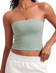 CRZ YOGA Butterluxe Double Lined Tube Tops for Women Going Out Crop Sleeveless Tank Bandeau Strapless Casual Shirts