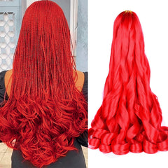 French Curly Braiding Hair 24Inch Loose Wavy 8 Packs #1B Black Bouncy Braiding Hair Extensions 75g/Pack Synthetic French Curl Crochet Hair Extensions（8packs,24Inch)