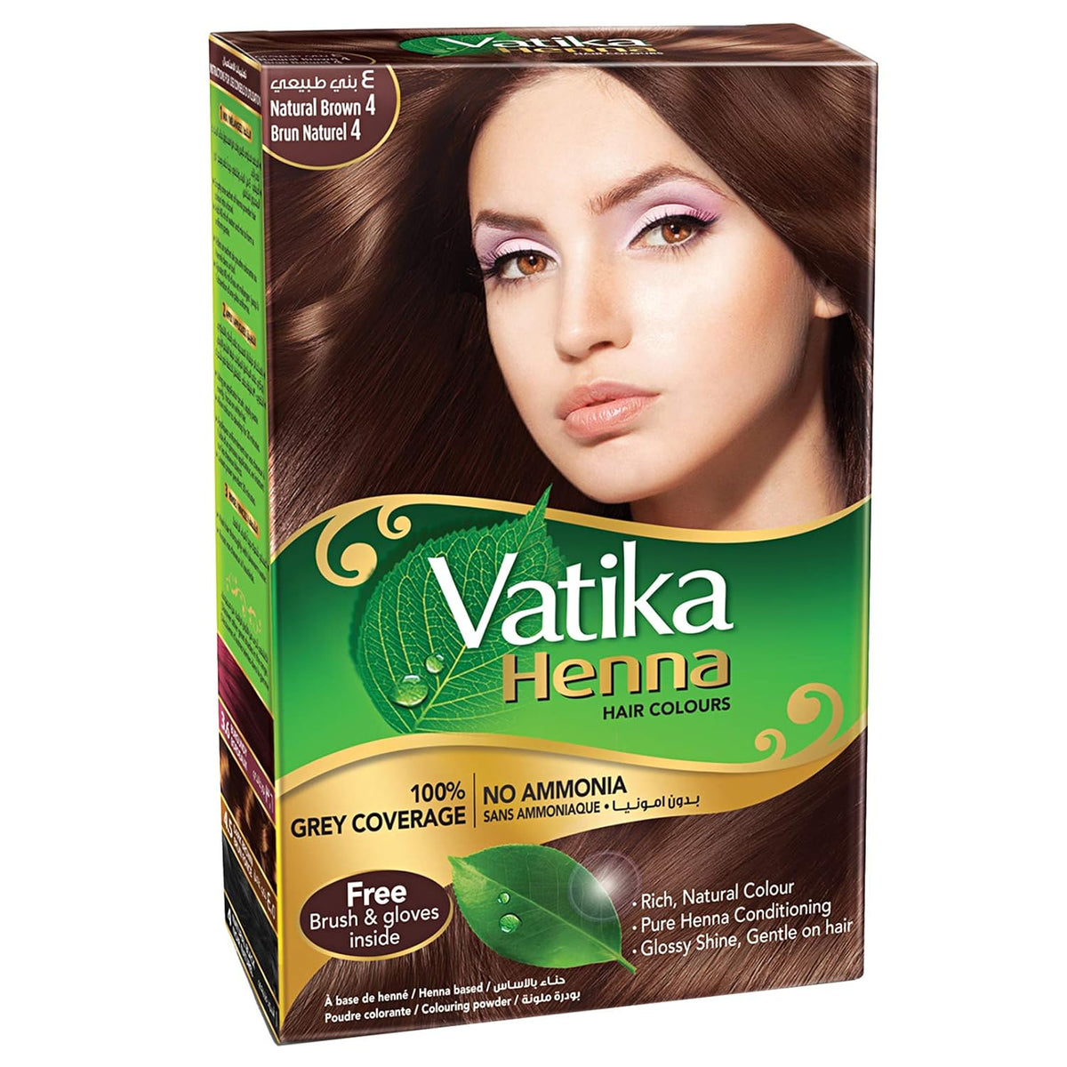 Vatika Naturals Permanent Hair Dye Rich Black, 100% Grey Coverage, Ammonia-Free, for Rich, Long-Lasting Color, No Damage, for Healthy, Vibrant Hair - 6 Sachets X 10g