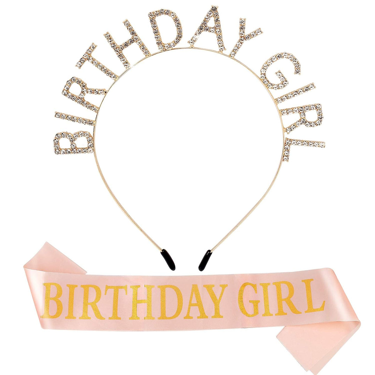AOPRIE Birthday Girl Crown for Women with Sash Silver Colorful Tiara for Women Headband Princess Crown Rhinestone Happy Birthday Accessories