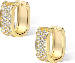 925 Sterling Silver Earrings for Women Small Chunky Silver Earrings Cubic Zirconia Small Hoop Earrings Silver Hypoallergenic Earrings Small Thick Huggie Hoops Earrings for Jewelry Gifts